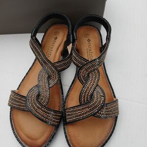 Women's Black and Gold Sandals